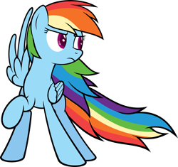 Size: 1976x1854 | Tagged: safe, artist:zacatron94, character:rainbow dash, black outlines, female, frown, one wing out, raised hoof, simple background, solo, transparent background, vector, windswept mane