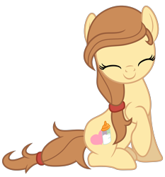 Size: 5000x5357 | Tagged: safe, artist:dashiesparkle, oc, oc only, oc:cream heart, .svg available, absurd resolution, button's adventures, cute, eyes closed, raised hoof, simple background, sitting, smiling, solo, transparent background, vector