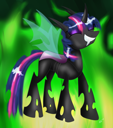 Size: 2200x2500 | Tagged: safe, artist:novaspark, character:twilight sparkle, species:changeling, changelingified, female, solo