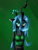 Size: 1500x2000 | Tagged: safe, artist:novaspark, character:queen chrysalis, species:anthro, species:changeling, g4, breasts, changeling queen, cleavage, female, green background, looking at you, signature, simple background, solo