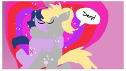 Size: 860x487 | Tagged: safe, artist:pixelkitties, character:derpy hooves, character:twilight sparkle, species:pegasus, species:pony, ship:twerpy, comic, derp, female, heart, kissing, lesbian, love, mare, shipping