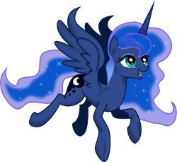 Size: 2142x1963 | Tagged: safe, artist:kp-shadowsquirrel, artist:snowfeather1, character:princess luna, female, flying, simple background, smiling, solo, transparent background
