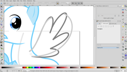 Size: 1366x768 | Tagged: safe, artist:parclytaxel, oc, oc only, species:pegasus, species:pony, how to, inkscape, linux, screenshots, solo, trisquel, tutorial, wings, wip