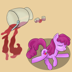 Size: 750x750 | Tagged: safe, artist:ratofdrawn, character:berry punch, character:berryshine, species:pony, 16, advent calendar, alcohol, drink, drunk, eyes closed, female, food, numbers, punch (drink), punch bowl, solo