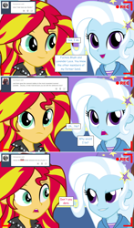 Size: 1280x2170 | Tagged: safe, artist:hakunohamikage, character:sunset shimmer, character:trixie, ship:suntrix, my little pony:equestria girls, ask, comic, female, lesbian, shipping, sunxiejournal, tumblr