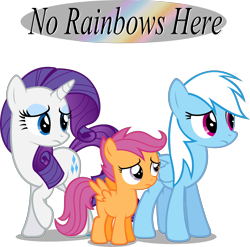 Size: 1810x1788 | Tagged: safe, artist:zacatron94, character:rainbow dash, character:rarity, character:scootaloo, species:pegasus, species:pony, species:unicorn, female, filly, foal, mare, no rainbows here, rainbow-less dash, simple background, transparent background, trio, vector, white hair, white mane
