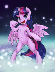 Size: 975x1275 | Tagged: safe, artist:kp-shadowsquirrel, part of a set, character:twilight sparkle, character:twilight sparkle (alicorn), species:alicorn, species:pony, armpits, belly button, bipedal, both cutie marks, female, human shoulders, humanoid torso, looking at you, open mouth, pointing, semi-anthro, solo, underhoof, wings