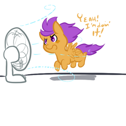 Size: 500x500 | Tagged: safe, artist:mt, character:scootaloo, species:pegasus, species:pony, fan, female, scootaloo can fly, solo