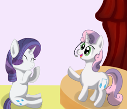 Size: 2700x2319 | Tagged: safe, artist:novaspark, character:rarity, character:sweetie belle, high res, singing