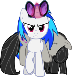 Size: 942x1013 | Tagged: safe, artist:zacatron94, character:dj pon-3, character:octavia melody, character:vinyl scratch, species:earth pony, species:pony, species:unicorn, cutie mark, female, glowing horn, hooves, horn, looking at you, magic, mare, simple background, sunglasses, transparent background, vector, wasted