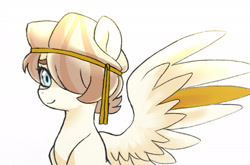Size: 2357x1553 | Tagged: safe, artist:kianamai, oc, oc only, oc:angel feather, parent:oc:amber lily, species:pony, kilalaverse, adopted offspring, bust, digital art, female, hair over one eye, mare, next generation, solo