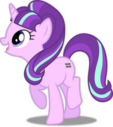 Size: 4438x5000 | Tagged: safe, artist:dashiesparkle, character:starlight glimmer, species:pony, species:unicorn, episode:the cutie map, g4, my little pony: friendship is magic, .svg available, absurd resolution, cute, female, glimmerbetes, mare, open mouth, raised hoof, simple background, smiling, solo, transparent background, vector, when she smiles