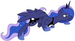 Size: 6500x3500 | Tagged: safe, artist:kp-shadowsquirrel, artist:yanoda, character:princess luna, species:alicorn, species:pony, ethereal mane, female, galaxy mane, mare, simple background, sneaking, solo, transparent background, vector