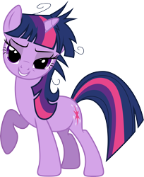 Size: 6834x8371 | Tagged: safe, artist:djdavid98, artist:uxyd, character:twilight sparkle, character:twilight sparkle (unicorn), species:pony, species:unicorn, episode:lesson zero, g4, my little pony: friendship is magic, .ai available, absurd resolution, bedroom eyes, eyelashes, female, grin, looking at you, mare, messy mane, raised hoof, simple background, smiling, solo, transparent background, vector