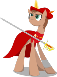 Size: 2488x3364 | Tagged: safe, artist:zacatron94, oc, oc only, oc:heroic armour, rapier, red mage, solo, sword