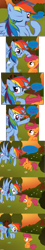 Size: 825x4539 | Tagged: safe, artist:frist44, character:rainbow dash, character:scootaloo, species:pegasus, species:pony, cheerilee-s-chalkboard, comic, fluffy, scootacurse, scrunchy face, tumblr, vulgar