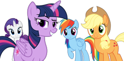 Size: 8192x4072 | Tagged: safe, artist:djdavid98, artist:uxyd, character:applejack, character:rainbow dash, character:rarity, character:twilight sparkle, character:twilight sparkle (alicorn), species:alicorn, species:pony, episode:the cutie map, g4, my little pony: friendship is magic, .ai available, absurd resolution, bags under eyes, female, group, mare, simple background, transparent background, vector