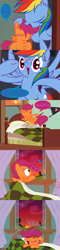 Size: 792x3299 | Tagged: safe, artist:frist44, character:rainbow dash, character:scootaloo, species:pegasus, species:pony, bed, blanket, cheerilee-s-chalkboard, comic, fluffy, room, scootacurse, scootalove, sleeping, snoring, tumblr