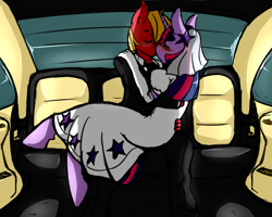 Size: 1280x1024 | Tagged: safe, artist:avante92, character:big mcintosh, character:twilight sparkle, species:anthro, species:unguligrade anthro, ship:twimac, blushing, car, carrying, clothing, dress, evening gloves, exploitable meme, eyes closed, female, kissing, male, shipping, sitting, straight, wedding, wedding dress