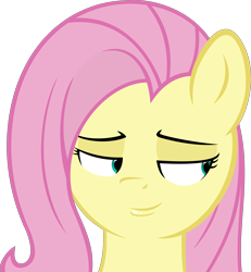 Size: 5263x5701 | Tagged: safe, artist:mittsies, artist:slb94, character:fluttershy, absurd resolution, bedroom eyes, female, simple background, smug, solo, three curious ponies, transparent background, vector