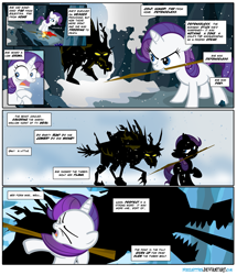 Size: 1723x2000 | Tagged: safe, artist:pixelkitties, character:rarity, 300, comic, filly, timber wolf