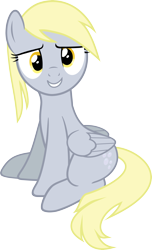 Size: 3636x6000 | Tagged: safe, artist:slb94, character:derpy hooves, species:pegasus, species:pony, female, mare, simple background, sitting, smiling, solo, transparent background, vector