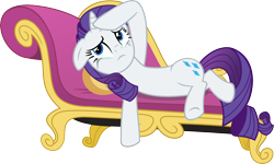 Size: 6000x3611 | Tagged: safe, artist:slb94, character:rarity, species:pony, species:unicorn, episode:inspiration manifestation, g4, my little pony: friendship is magic, couch, crying, dramatic, fainting couch, female, makeup, mare, marshmelodrama, mascara, on side, running makeup, sad, simple background, solo, transparent background, vector