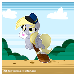 Size: 2100x2100 | Tagged: safe, artist:xwhitedreamsx, character:derpy hooves, species:pegasus, species:pony, chibi, cute, derpabetes, female, flying, letter, mailbag, mare, mouth hold, smiling, solo