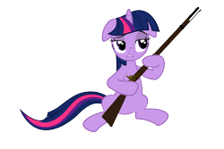 Size: 6000x4002 | Tagged: safe, artist:slb94, character:twilight sparkle, absurd resolution, female, gun, rifle, simple background, solo, transparent background, unamused, vector, wrong neighborhood