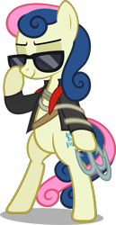 Size: 1742x3378 | Tagged: safe, artist:zacatron94, character:bon bon, character:sweetie drops, species:pony, episode:slice of life, g4, my little pony: friendship is magic, bipedal, bon bond, female, grappling hook, simple background, solo, sunglasses, transparent background, vector