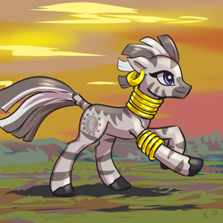 Size: 1500x1500 | Tagged: safe, artist:kp-shadowsquirrel, character:zecora, species:zebra, female, running, solo