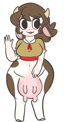 Size: 498x944 | Tagged: safe, artist:mt, oc, oc only, oc:petunia, parent:daisy jo, satyr, species:cow, offspring, solo, udder, wide hips