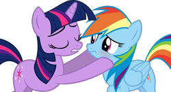 Size: 6028x3263 | Tagged: safe, artist:slb94, character:rainbow dash, character:twilight sparkle, ship:twidash, female, imminent kissing, lesbian, shipping, simple background, transparent background, vector