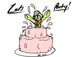 Size: 800x600 | Tagged: dead source, safe, artist:avante92, character:granny smith, cake, pop out cake, surprise cake