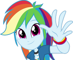 Size: 4848x4000 | Tagged: safe, artist:dashiesparkle, character:rainbow dash, episode:guitar centered, equestria girls:rainbow rocks, g4, my little pony: equestria girls, my little pony:equestria girls, absurd resolution, clothing, cute, dashabetes, female, high five, looking at you, simple background, smiling, transparent background, vector