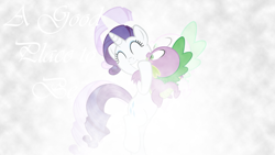 Size: 3840x2160 | Tagged: safe, artist:laszlvfx, edit, character:rarity, character:spike, ship:sparity, female, hug, male, shipping, straight, wallpaper, wallpaper edit