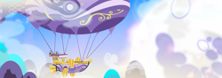 Size: 2700x945 | Tagged: safe, artist:pixelkitties, character:fluttershy, airship, female, lavender spirit, solo