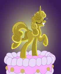 Size: 4167x5000 | Tagged: safe, artist:illumnious, artist:kp-shadowsquirrel, character:sweetie belle, species:pony, species:unicorn, g4, absurd resolution, cake, female, luster dust, older, plot, solo, sweetie gold