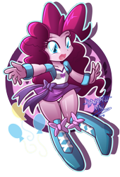 Size: 2037x3000 | Tagged: safe, artist:danmakuman, character:pinkie pie, my little pony:equestria girls, boots, bracelet, chibi, clothing, cute, danmakuman is trying to murder us, diapinkes, female, jewelry, looking at you, miniskirt, open mouth, panties, short skirt, simple background, skirt, smiling, solo, transparent background, underass, underwear, upskirt, waving, white underwear