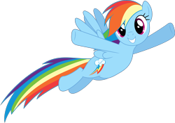 Size: 4226x3000 | Tagged: safe, artist:dashiesparkle, artist:hawk9mm, character:rainbow dash, ponyscape, episode:rarity investigates, g4, my little pony: friendship is magic, .svg available, absurd resolution, cute, dashabetes, female, flying, simple background, smiling, solo, transparent background, vector, waving