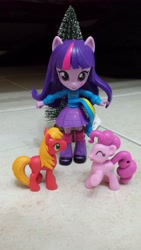 Size: 2322x4128 | Tagged: safe, artist:horsesplease, photographer:horsesplease, character:big mcintosh, character:pinkie pie, character:twilight sparkle, ship:pinkiemac, my little pony:equestria girls, absurd resolution, doll, equestria girls minis, eqventures of the minis, irl, male, photo, ponied up, shipper on deck, shipping, straight, toy, tree, twilight the shipper
