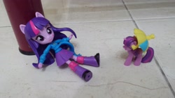 Size: 4128x2322 | Tagged: safe, artist:horsesplease, photographer:horsesplease, character:twilight sparkle, species:pony, my little pony:equestria girls, absurd resolution, clothing, doll, equestria girls minis, eqventures of the minis, hat, human ponidox, irl, photo, ponied up, self ponidox, toy, umbrella hat