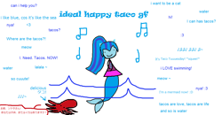 Size: 1194x622 | Tagged: safe, artist:horsesplease, character:sonata dusk, my little pony:equestria girls, 1000 hours in ms paint, :3, behaving like a cat, blue, catgirl, cute, eared humanization, female, food, happy, i can has, ideal gf, japanese, meme, mermaid, ms paint, music notes, nya, octopus, ponied up, pun, singing, smiling, solo, sonataco, sonyata dusk, squee, swimming, taco, taco tuesday, that human sure does love water, water