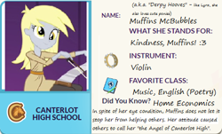 Size: 492x297 | Tagged: safe, artist:horsesplease, character:derpy hooves, my little pony:equestria girls, 1000 hours in ms paint, :3, angel, determination, determined, eqg profiles, exploitable meme, female, in-universe pegasister, kindness, meme, muffin, solo, that one nameless background pony we all know and love, that pony sure does love muffins