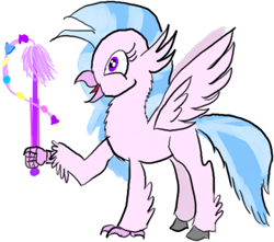 Size: 360x318 | Tagged: safe, artist:horsesplease, character:silverstream, species:classical hippogriff, species:hippogriff, coral, excited, flail, paint tool sai, shell, solo, weapon