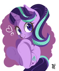 Size: 846x1024 | Tagged: safe, artist:tohupo, character:starlight glimmer, species:pony, species:unicorn, cute, female, glimmerbetes, heart, mare, smiling, solo, underhoof