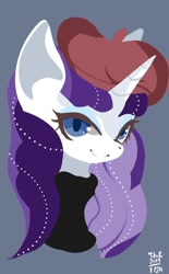 Size: 648x1042 | Tagged: safe, artist:tohupo, character:rarity, species:pony, species:unicorn, episode:sweet and elite, g4, my little pony: friendship is magic, blue background, clothing, cute, female, hat, looking at you, mare, raribetes, simple background, smiling, solo