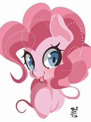 Size: 827x1099 | Tagged: safe, artist:tohupo, character:pinkie pie, species:earth pony, species:pony, bust, cute, diapinkes, female, mare, portrait, simple background, solo, tongue out, white background