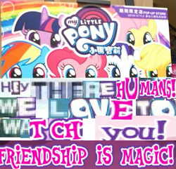 Size: 509x491 | Tagged: safe, artist:horsesplease, character:applejack, character:fluttershy, character:pinkie pie, character:rainbow dash, character:rarity, character:twilight sparkle, bronybait, caption, chinese, expand dong, exploitable meme, image macro, mane six, meme, not creepy, peekaboo, text, title drop, wow! glimmer