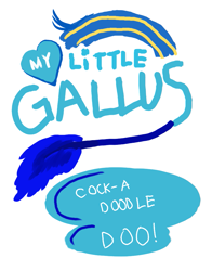 Size: 791x1009 | Tagged: safe, artist:horsesplease, character:gallus, cock-a-doodle-doo, crowing, gallus the rooster, my little pony logo, my little x, paint tool sai